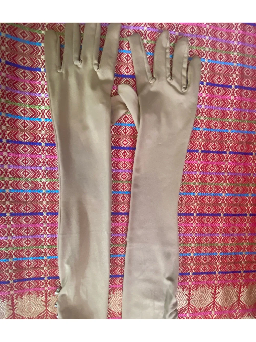 vintage deadstock nude gold shimmer faux diamond gloves